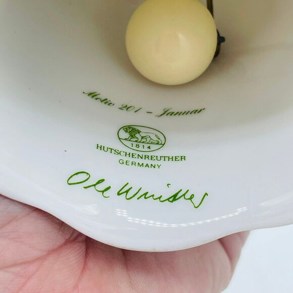 Vintage German Hutschenreuther Porcelain Bell Januar Germany Signed Birds & Sun - Picture 6 of 8